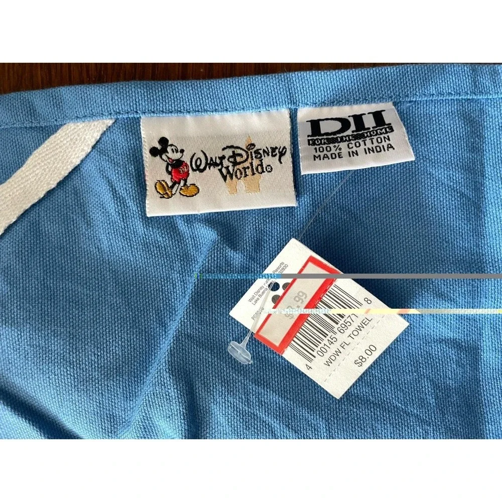 Disney World Souvenir Terry Cloth Towel Printed 1990s Blue Florida 26.5 X 17
